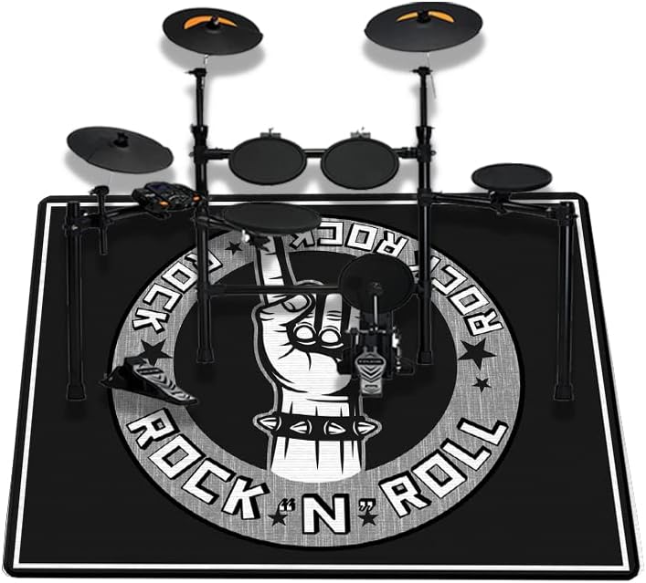 PRIHALF Drum Rug, Drum Set Carpet,Bedroom Living Room Decor,Soundproof Rug Pads Drum Accessories for Drum Set,Non-Slip Carpet,Great Gift for Drummers,100% Polyester(D,5.2 * 6.5(160 * 200cm) ft) - Image 3